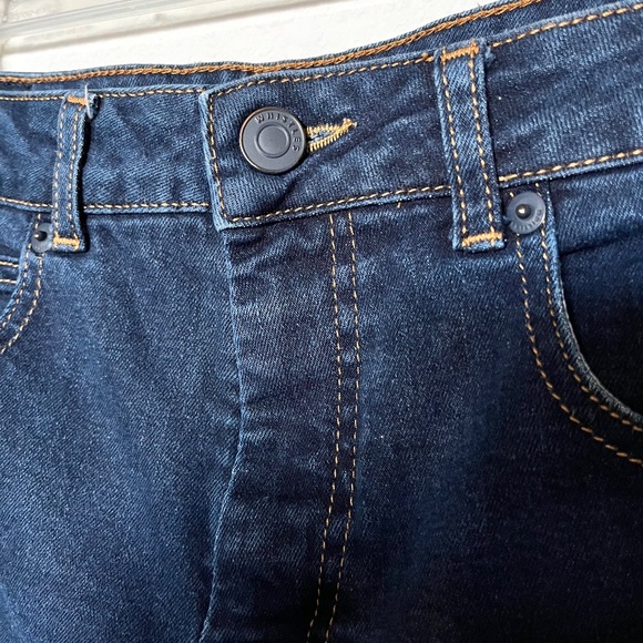 Whistles NEW Stretch Barrel Jeans in Dark Denim High-Waist Ankle Raw Hem Sz 26 - Picture 4 of 12